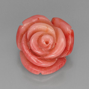 13.65 ct Pink Coral Gemstone, Coral Gem in Carved Rose with Hole Shape for Sale.