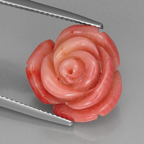 13.65 ct Pink Coral Stone, Natural Coral in Carved Rose with Hole Shape for Sale