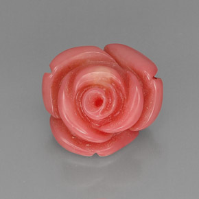 10.17 ct Pink Coral Gemstone, Coral Gem in Carved Rose with Hole Shape for Sale.