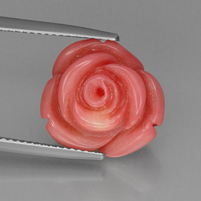 10.17 ct Pink Coral Stone, Natural Coral in Carved Rose with Hole Shape for Sale