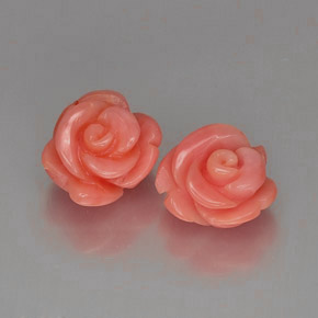 8.29 ct Pink Coral Gemstone, Coral Gem in Carved Rose with Hole Shape for Sale.