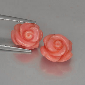 8.29 ct Pink Coral Stone, Natural Coral in Carved Rose with Hole Shape for Sale