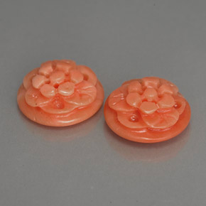 5.84 ct Pink Coral Gemstone, Coral Gem in Carved Flower Shape for Sale.