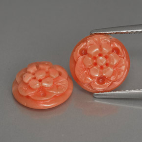 5.84 ct Pink Coral Stone, Natural Coral in Carved Flower Shape for Sale