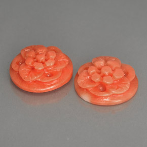 5.16 ct Pink Coral Gemstone, Coral Gem in Carved Flower Shape for Sale.