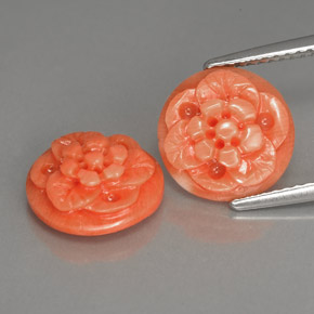5.16 ct Pink Coral Stone, Natural Coral in Carved Flower Shape for Sale