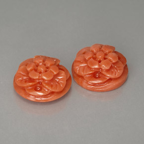 7.29 ct Pink Coral Gemstone, Coral Gem in Carved Flower Shape for Sale.