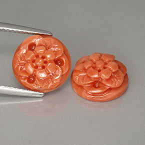 7.29 ct Pink Coral Stone, Natural Coral in Carved Flower Shape for Sale
