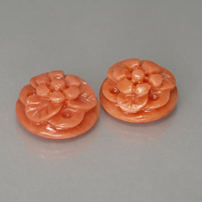 7.95 ct Pink Coral Gemstone, Coral Gem in Carved Flower Shape for Sale.