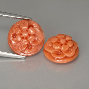 7.95 ct Pink Coral Stone, Natural Coral in Carved Flower Shape for Sale