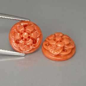 6.82 ct Pink Coral Gemstone, Coral Gem in Carved Flower Shape for Sale.