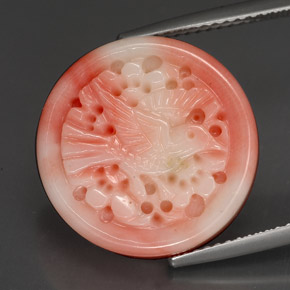 12.80 ct Multicolor Coral Gemstone, Coral Gem in Carved Bird Shape for Sale.
