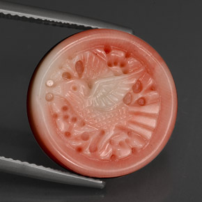 13.09 ct Pink Coral Gemstone, Coral Gem in Carved Bird Shape for Sale.