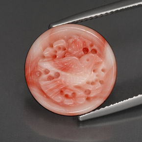 9.20 ct Multicolor Coral Gemstone, Coral Gem in Carved Bird Shape for Sale.