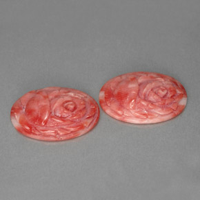 5.23 ct Pink Coral Gemstone, Coral Gem in Carved Rose Shape for Sale.