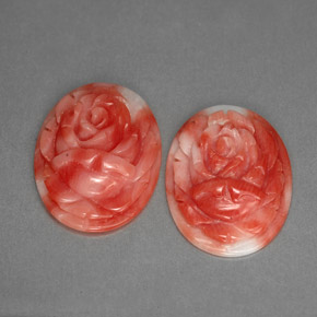5.09 ct Pink Coral Gemstone, Coral Gem in Carved Rose Shape for Sale.