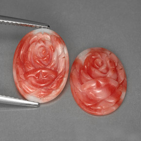 5.09 ct Pink Coral Stone, Natural Coral in Carved Rose Shape for Sale