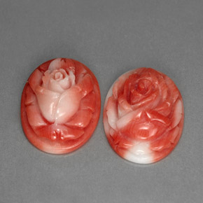 7.74 ct Pink Coral Gemstone, Coral Gem in Carved Rose Shape for Sale.