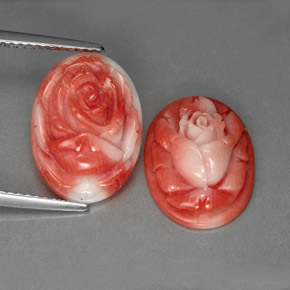 7.74 ct Pink Coral Stone, Natural Coral in Carved Rose Shape for Sale