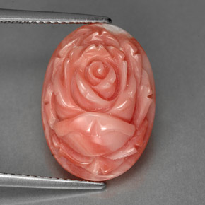 7.89 ct Pink Coral Gemstone, Coral Gem in Carved Rose Shape for Sale.