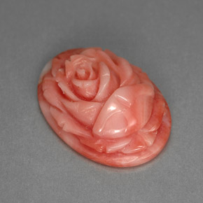 7.89 ct Pink Coral Stone, Natural Coral in Carved Rose Shape for Sale