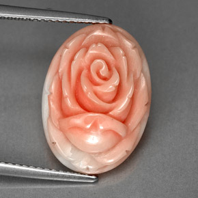 6.20 ct Pink Coral Gemstone, Coral Gem in Carved Rose Shape for Sale.