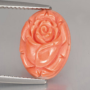 5.90 ct Pink Coral Stone, Natural Coral in Carved Rose Shape for Sale