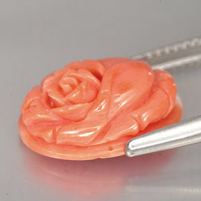 Coral Gemstone in 15 x 11 mm Size for Sale, Coral Stone in Salmon Color