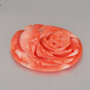 2.36 ct Pink Coral Gemstone, Coral Gem in Carved Rose Shape for Sale.