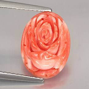 2.36 ct Pink Coral Stone, Natural Coral in Carved Rose Shape for Sale
