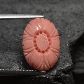 3.66 ct Pink Coral Gemstone, Coral Gem in Carved Flower Shape for Sale.