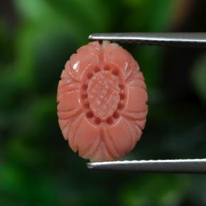3.00 ct Pink Coral Gemstone, Coral Gem in Carved Flower Shape for Sale.