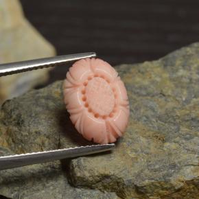 3.39 ct Pink Coral Gemstone, Coral Gem in Carved Flower Shape for Sale.