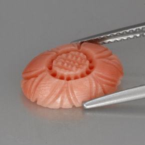 Salmon Pink Corail gemme - 2.5ct Fleur gravée (ID: 254872)
