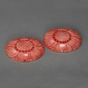 7.13 ct Pink Coral Gemstone, Coral Gem in Carved Flower Shape for Sale.