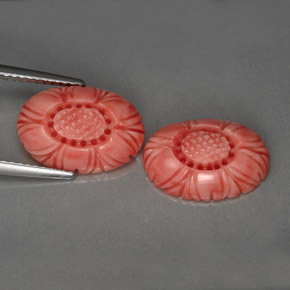 7.13 ct Pink Coral Stone, Natural Coral in Carved Flower Shape for Sale