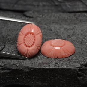 7.86 ctw Pink Coral Gemstones, Coral Gems in Carved Flower Shape for Sale.