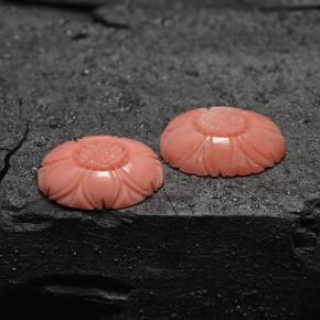 7.86 ctw Pink Coral Stones, Natural Coral in Carved Flower Shape for Sale
