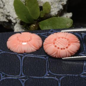 7.41 ctw Pink Coral Stones, Natural Coral in Carved Flower Shape for Sale