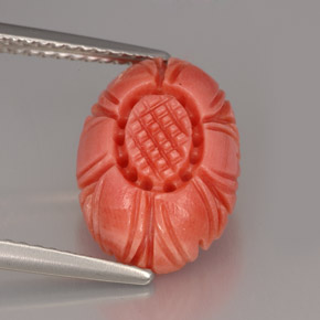3.97 ct Pink Coral Stone, Natural Coral in Carved Flower Shape for Sale