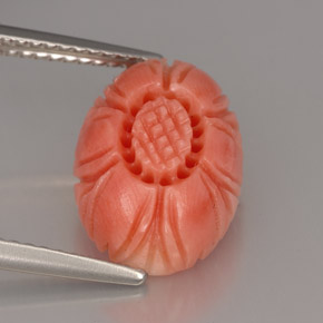 4.16 ct Pink Coral Stone, Natural Coral in Carved Flower Shape for Sale