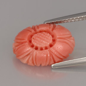 3.11 ct Pink Coral Gemstone, Coral Gem in Carved Flower Shape for Sale.