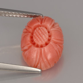 3.11 ct Pink Coral Stone, Natural Coral in Carved Flower Shape for Sale
