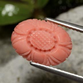 3.10 ct Red Coral Stone, Natural Coral in Carved Flower Shape for Sale