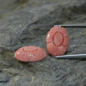 7.11 ct Pink Coral Gemstone, Coral Gem in Carved Flower Shape for Sale.