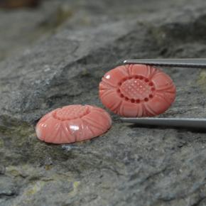 7.11 ct Pink Coral Stone, Natural Coral in Carved Flower Shape for Sale