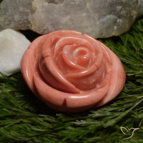 31.12 ct Pink Coral Stone, Natural Coral in Carved Rose Shape for Sale