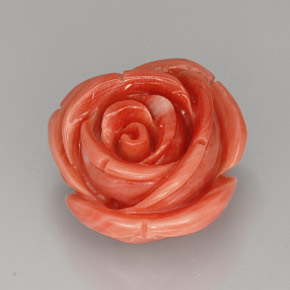 21.52 ct Pink Coral Stone, Natural Coral in Carved Rose Shape for Sale