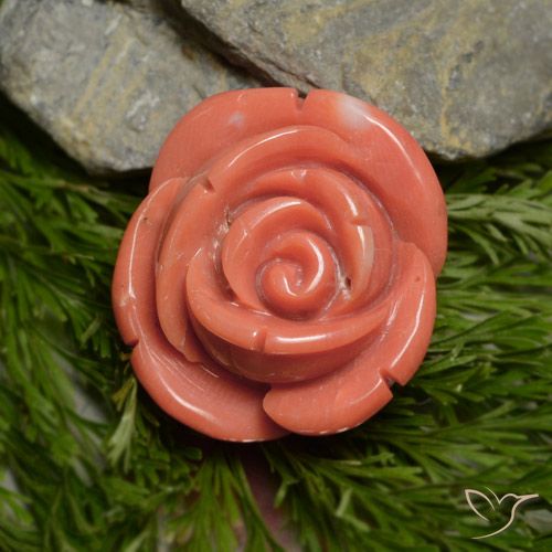 18.78 ct Pink Coral, 18.1 x 16.9 mm Carved From Australia, Photo A