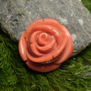 18.58 ct Pink Coral Stone, Natural Coral in Carved Rose Shape for Sale